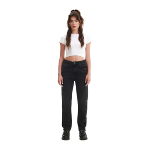 Cropp - Czarne jeansy straight cropped - czarny