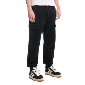 Cropp - Czarne joggery regular z kieszeniami cargo - czarny