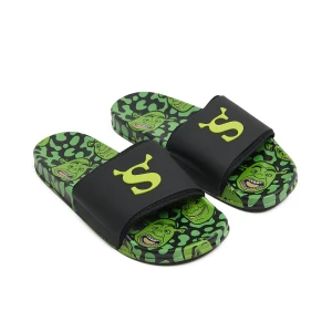 Cropp - Czarne klapki ze Shrekiem - zielony