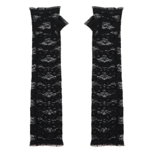 Cropp - Czarne koronkowe rękawiczki mitenki - czarny