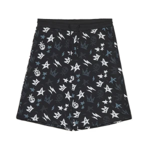 Cropp - Czarne spodenki z nadrukiem all over - czarny