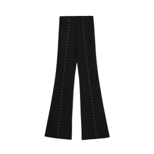 Cropp - Czarne spodnie flare z dżetami - czarny