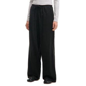 Cropp - Czarne spodnie straight z lnem - czarny