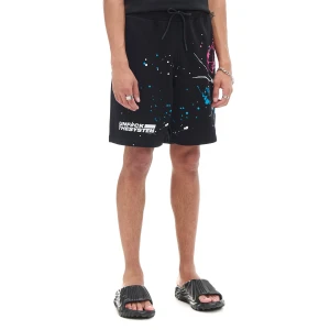 Cropp - Czarne szorty comfort z printem - czarny