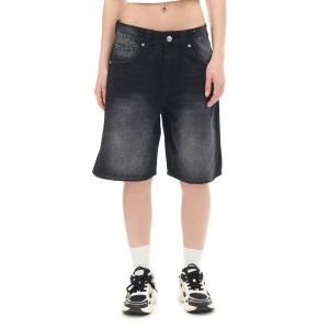 Cropp - Czarne szorty denim bermudy - czarny