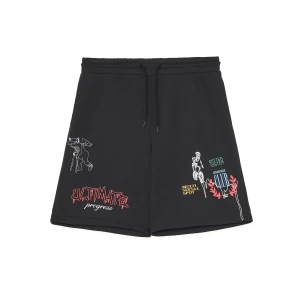 Cropp - Czarne szorty z kolorowymi nadrukami - czarny