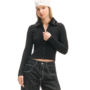 Cropp - Czarny kardigan z dodatkiem wełny - czarny