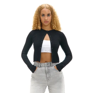 Cropp - Czarny kardigan z guzikami - czarny