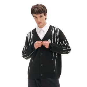 Cropp - Czarny kardigan z motywem kości - czarny