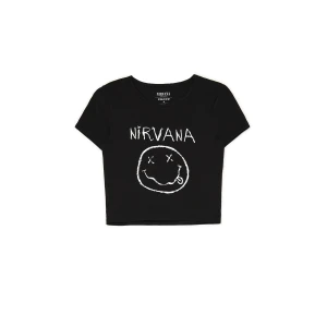 Zdjęcie produktu Cropp - Czarny krótki T-shirt Nirvana - czarny