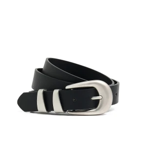 Cropp - Czarny pasek z metalowym wykończeniem - czarny