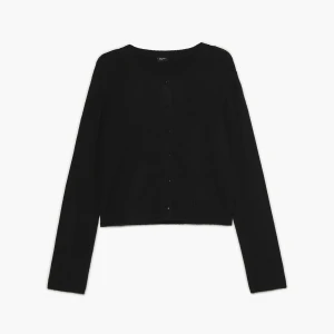 Cropp - Czarny prosty kardigan - czarny