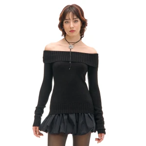 Cropp - Czarny sweter typu carmen - czarny