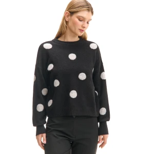 Cropp - Czarny sweter w groszki - czarny