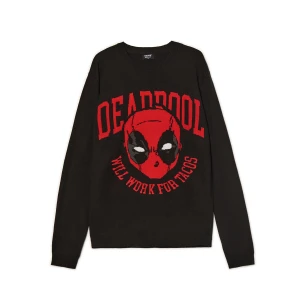 Cropp - Czarny sweter z nadrukiem Deadpool - czarny