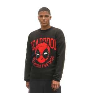 Cropp - Czarny sweter z nadrukiem Deadpool - czarny
