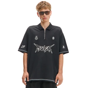 Zdjęcie produktu Cropp - Czarny T-shirt polo z nadrukiem - czarny
