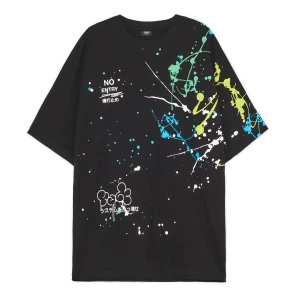 Cropp - Czarny T-shirt z kolorowym nadrukiem - czarny