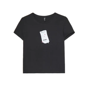 Cropp - Czarny T-shirt z nadrukiem paragonu - czarny