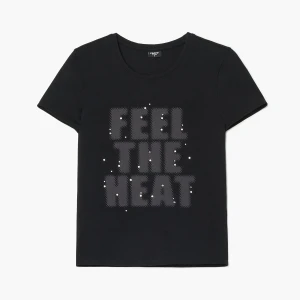 Zdjęcie produktu Cropp - Czarny T-shirt z napisem i cekinami - czarny