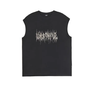 Cropp - Czarny tank top z nadrukiem - czarny