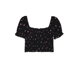 Cropp - Czarny top w kwiatki - czarny