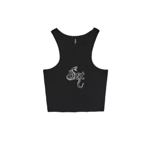 Cropp - Czarny top z napisem - czarny