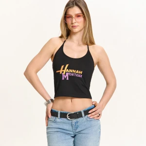 Cropp - Czarny top z wiązaniem Hannah Montana - czarny