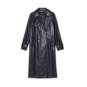 Cropp - Czarny trencz z imitacji skóry - czarny