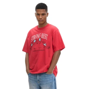 Cropp - Czerwona koszulka chill vibe - czerwony