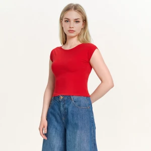 Cropp - Czerwona koszulka z modalem - czerwony