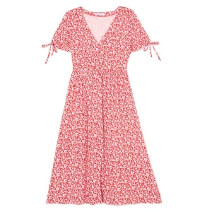 Cropp - Czerwona sukienka w kwiaty - czerwony
