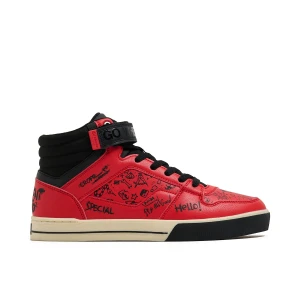 Cropp - Czerwone sneakersy za kostkę z nadrukami - czerwony