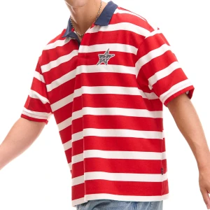 Cropp - Czerwono-biała koszulka polo - czerwony