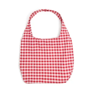 Cropp - Czerwono-biała torba shopper w kratę - czerwony