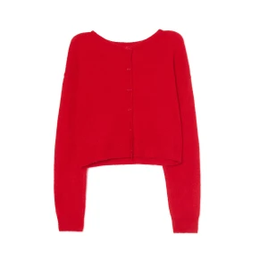 Cropp - Czerwony sweter kardigan basic - czerwony