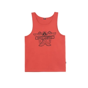 Cropp - Czerwony tank top z nadrukiem - czerwony