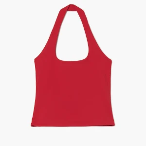 Cropp - Czerwony top halter - czerwony