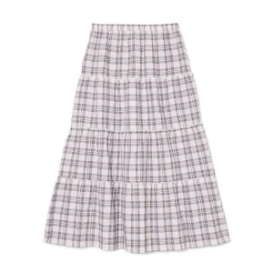 Cropp - Długa spódnica w kratę - fioletowy