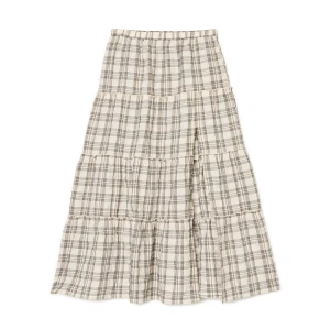 Cropp - Długa spódnica w kratę - kremowy