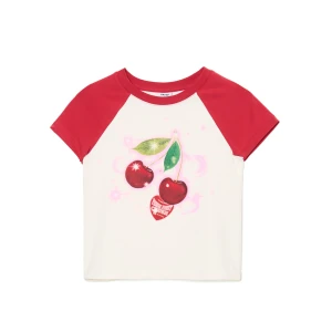 Zdjęcie produktu Cropp - Dopasowany T-shirt z wiśniami - biały