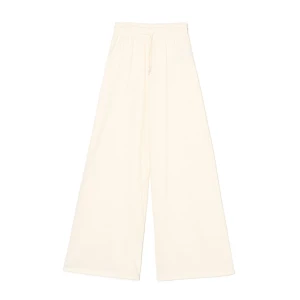 Cropp - Dresowe kremowe spodnie wide leg - kremowy