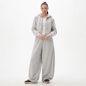 Cropp - Dresowe spodnie barrel fit - jasny szary