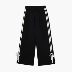 Cropp - Dresowe spodnie z lampasami i kokardkami - czarny