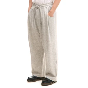 Cropp - Dresowe szare spodnie wide leg - jasny szary