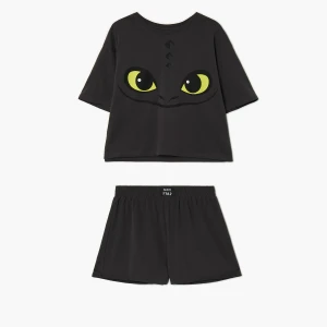 Cropp - Dwuczęściowa piżama Jak wytresować smoka - czarny