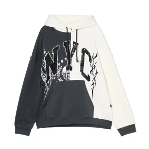 Cropp - Dwukolorowa bluza hoodie - kremowy