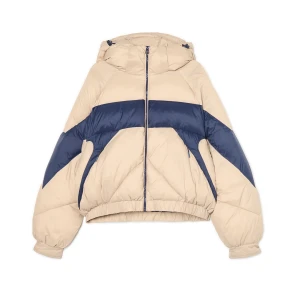 Cropp - Dwukolorowa kurtka puffer z kapturem - beżowy