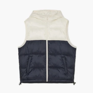 Cropp - Dwukolorowa pikowana kamizelka z kapturem - granatowy