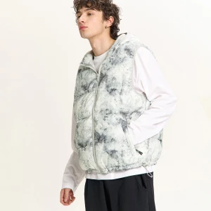 Cropp - Dwukolorowa pikowana kamizelka z kapturem - jasny szary